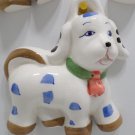 Wall Hangings Three Ceramic Dog with White Blue and Black Spots
