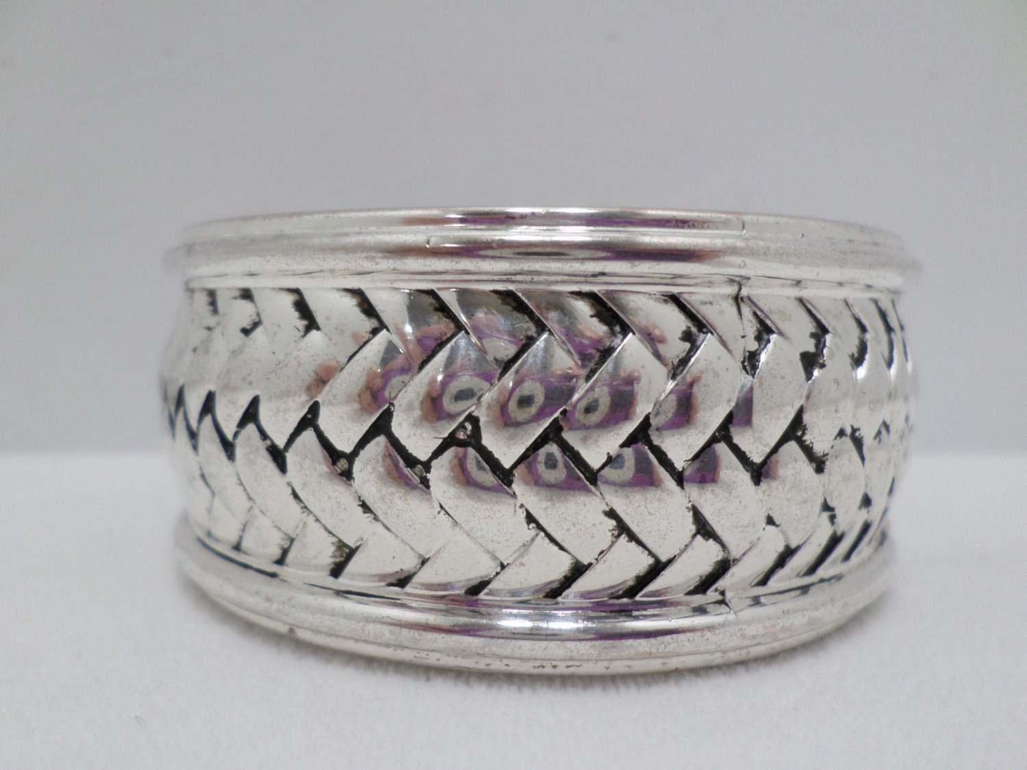 Bangle Bracelet Silver Plated Weave Design