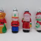 Glass Christmas Tree Ornaments one Santa, one Soldier, Snowman and Bear