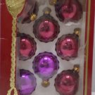 Christmas Tree Ornaments 8 Burgundy and Purple Glass Bulbs Victoria Collection