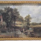 French Serving Tray Wood with basket sides Country Scene Vintage