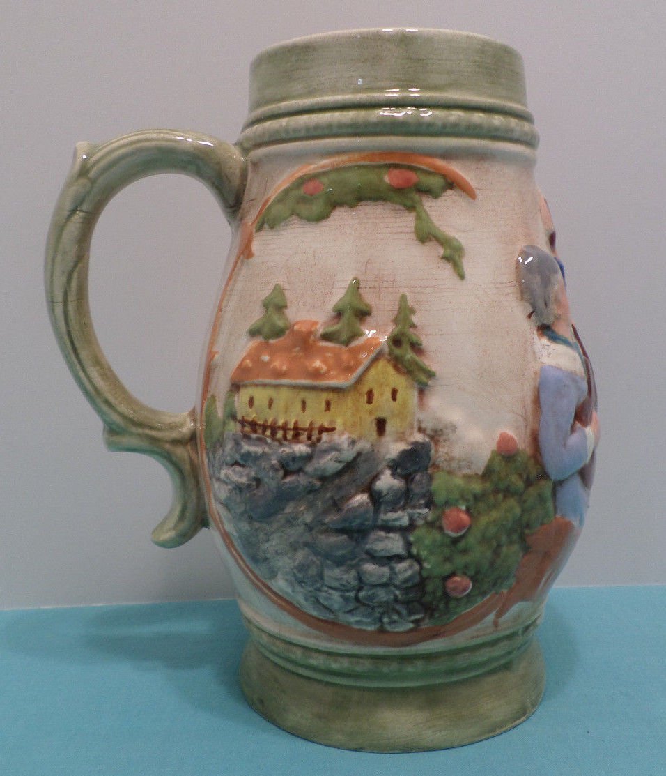 Ceramic Beer Stein Mug Hand Painted by Betty Buck 1975