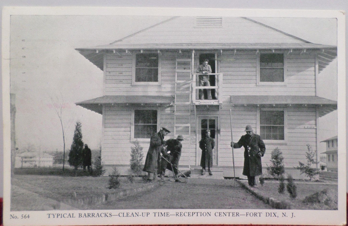 WWII Real Photo Postcard of a Barracks Clean Up Reception Center Fort