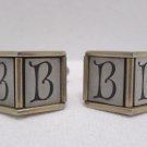 Men's Cufflinks Silver Tone Metal with the Letter B  by Hickock made in USA