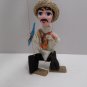 Vintage Mexican Marionette String Puppet Straw Hat Silver Gun Folk Art