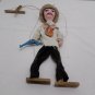 Vintage Mexican Marionette String Puppet Straw Hat Silver Gun Folk Art