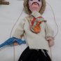 Vintage Mexican Marionette String Puppet Straw Hat Silver Gun Folk Art
