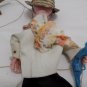 Vintage Mexican Marionette String Puppet Straw Hat Silver Gun Folk Art