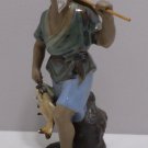 Vintage Chinese Mud man Figurine Fisherman with a fish on a Fishing Pole