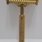 Antique Safety Razor Gold Tone Metal By Valet