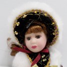 Christmas Porcelain Doll Dressed in Red velvet Dress with White Accents