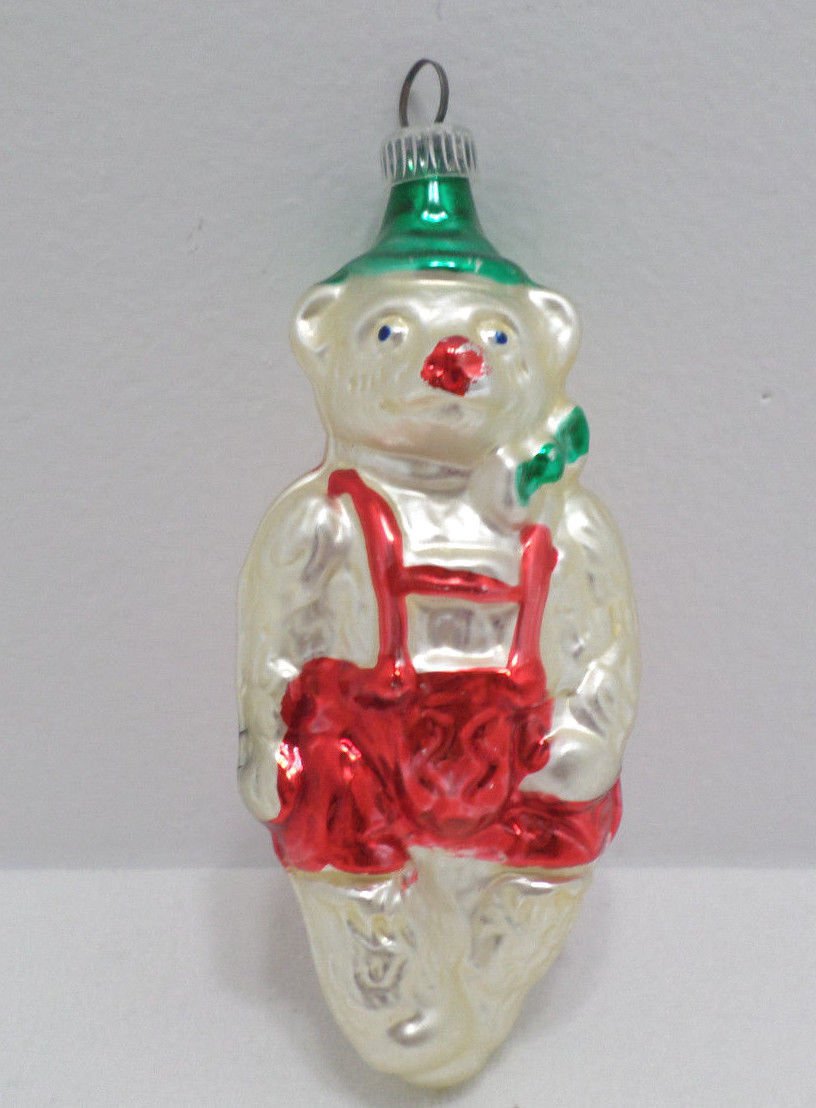 Antique Christmas Tree Ornament Blown Glass Bear Made in West Germany