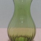 Olive Green Glass Vase with Ruffled Rim Vintage