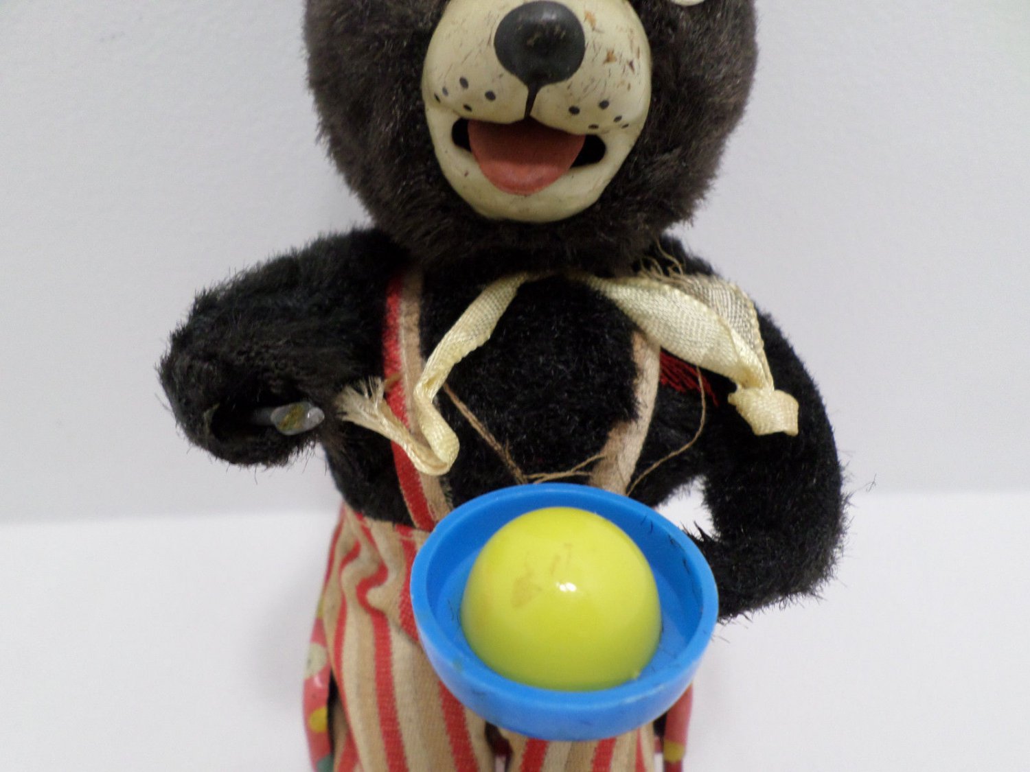 Vintage Wind Up Toy Bear sitting in Metal Rocking Chair Mechanical Made