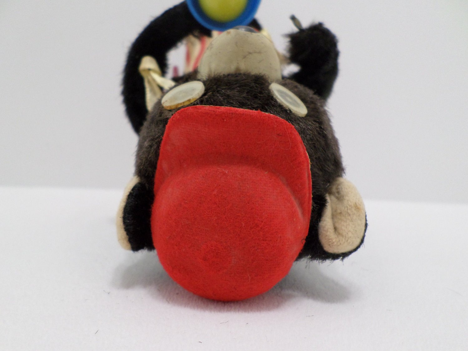 Vintage Wind Up Toy Bear sitting in Metal Rocking Chair Mechanical Made