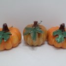 Pumpkins Orange Ceramic with Metal Leaves Thanksgiving Fall Halloween