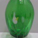 Vintage Flower Vase Heavy green glass with opalized white flowers Design