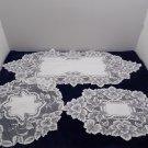 Vintage White Table Scarfs Set of Five Three Round 1 Small Oblong 1 Lrg Oblong