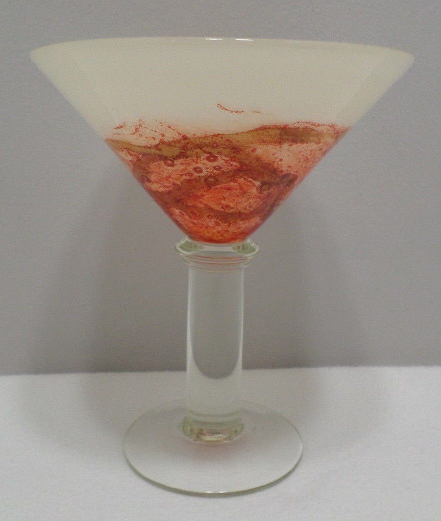 Bar Glass clearwith Yellow with Red Design Thick Clear Glass Stem