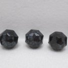 Sewing Buttons Faceted Round Black Glass 5 pcs