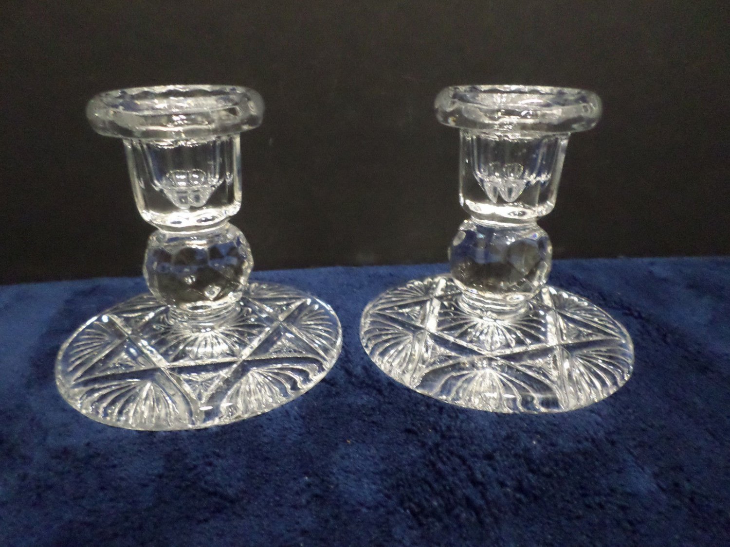 Vintage Pair of Lead Crystal Candle Stick Holders