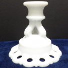 Candle Stick Hold Milk Glass With the Open Lace Rim Westmoreland Vintage