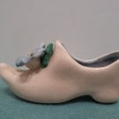 Shoe Figurine  Miniature Porcelain Pink with Blue Flower