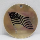 Russ Key Fob Round Brass with U.S. Flag Made in Taiwan