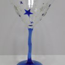 Cocktail Glass Clear Glass with Blue Stars and Blue Stem