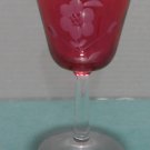 Vintage Liquor Glass Cranberry Glass with a Floral Design