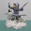 Franklin Mint Figurine "What A Catch" by Jeff Emblem Penguins Eskimo
