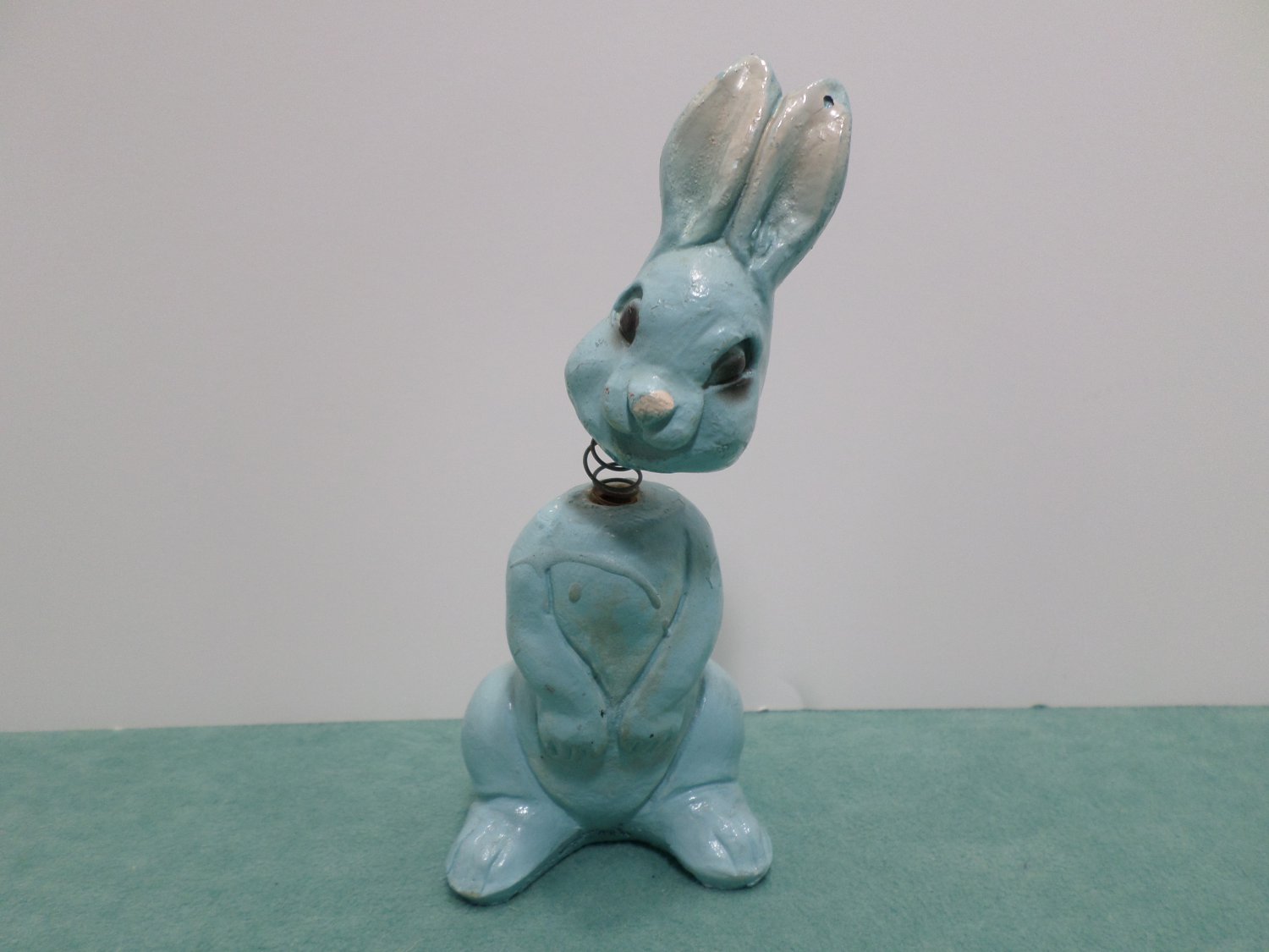Vintage Easter Bunny Rabbit Chalkware Plaster Bobble Head Nodder