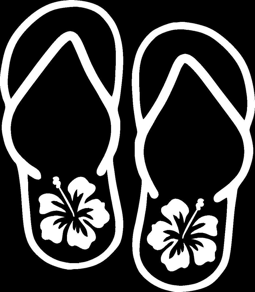 Flip Flops with Hibiscus Flower Vinyl Car Window Bumper Sticker Decal ...