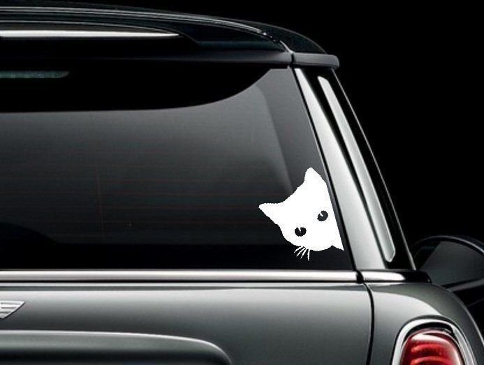 Side Peeking Cat Die Cut Vinyl Car/Truck Window Decal Bumper Sticker US ...