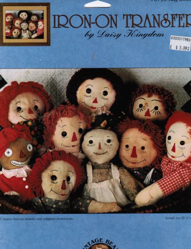 Daisy Kingdom Iron on Transfer Vintage Bear Collection Rag Dolls 6713