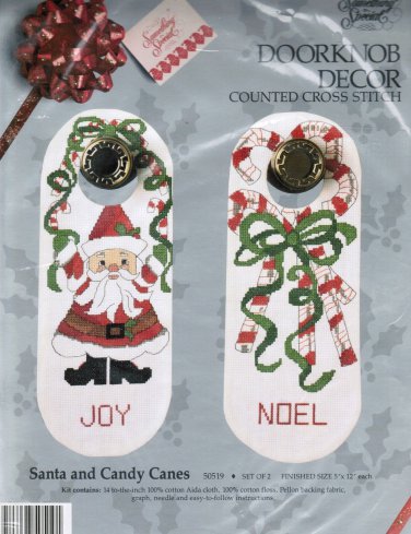 Something Special 50519 Doorknob Decor Santa & Candy Canes Cross Stitch Kit