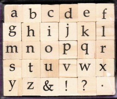 Hampton Art Studio g lower case Book Antiqua Type Font Alphabet Stamp Set