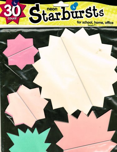 Neon Starbursts for school, home, office Pack of 30
