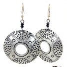 Product ID: 79     Etched Auminum Ring Earrings  W 2 Black Beads