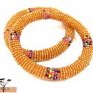 Product ID: 95     Round Beaded Flexible Bracelets (Orange W/ Metallic Multicolor Bands) SET OF 2