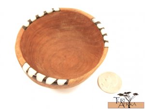 Product ID: 101     Small Finger Bowl Olive Wood and Painted Bone