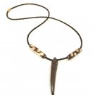 Product ID: 118     Carved Brown/Black Bone Necklace  Pointed w/ Painted Bone and Black Beads