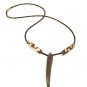Product ID: 118     Carved Brown/Black Bone Necklace  Pointed w/ Painted Bone and Black Beads