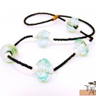 Product ID: 122     Clear Glass Beads Necklace  W/ Bubbles, White Beads, Black Beads