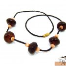 Product ID: 123     Brown Glass Beads Necklace  W/ Tan (almost tigers eye) and Black Beads