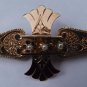 Antique Victorian 10K Rose Gold Pearl Bar Brooch Moving Center Rare!