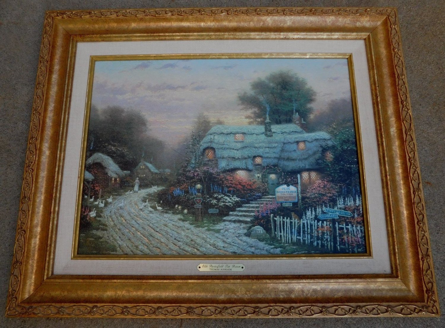 1991 THOMAS KINKADE Olde Porterfield Tea Room Canvas COA