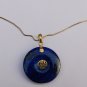 Vintage Italian 14K Yellow Gold Chinese Lapis Lazuli Pendant Stud Earrings