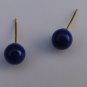 Vintage Italian 14K Yellow Gold Chinese Lapis Lazuli Pendant Stud Earrings