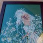 Vintage Hand Embroidered Girl with White Horse Picture Framed